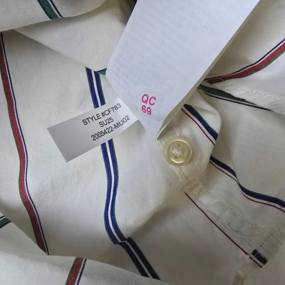 J.‎ Crew NWT Secret Wash Classic Fit Men's White Striped Button Down Shirt XL